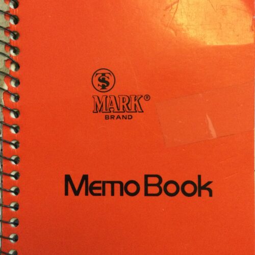Front cover of spiral notebook reading APRIL 1995