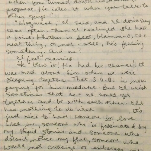 handwritten page from Janice's teenage journal