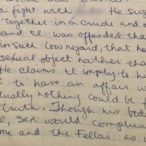 handwritten page from Janice's teenage journal