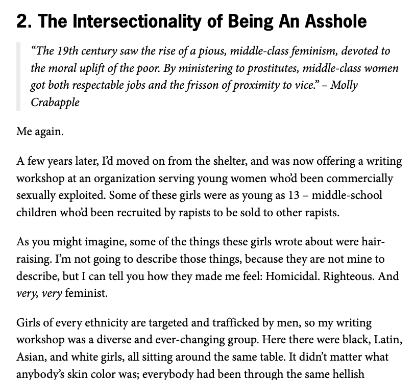 A screenshot from an online article with the header "The Intersectionality of Being an Asshole"